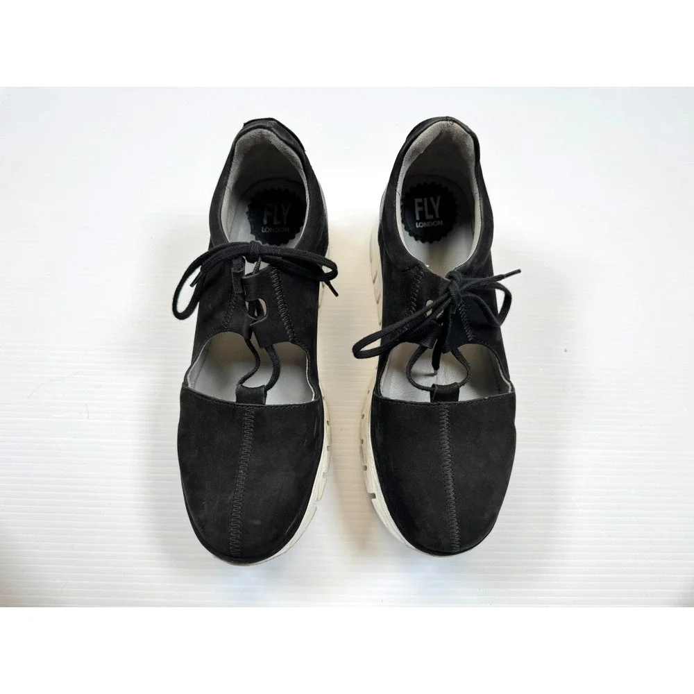 Fly London Bump Platform Wedge Sneakers Women 39 US 8-8.5  Lace Up Suede Comfort